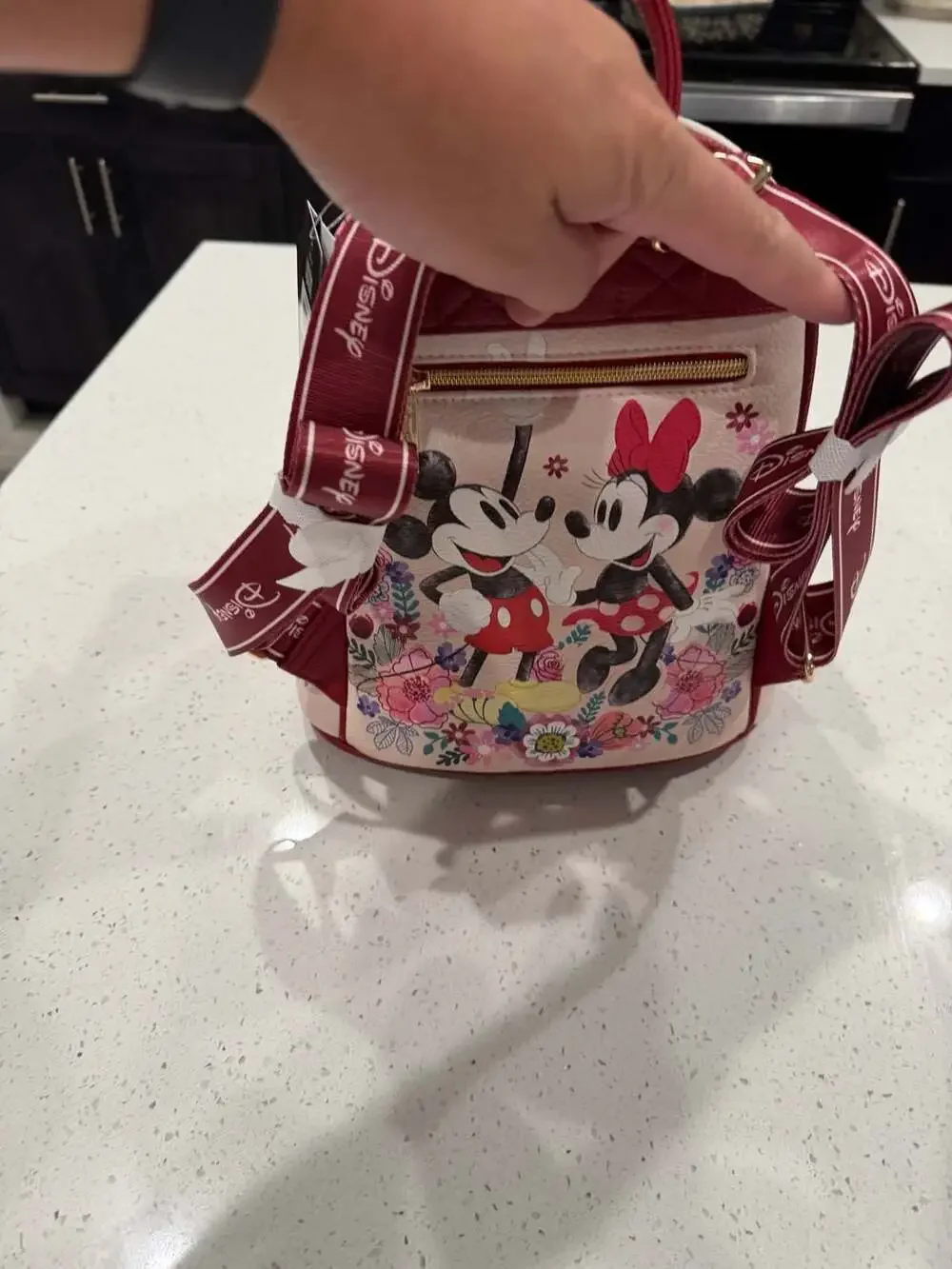 Disney Mickey and Minnie Mouse Floral Vegan Leather Mini Backpack
